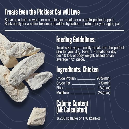 WHOLE LIFE CAT JUST ONE CHICKEN FREEZE DRIED CAT TREATS – HUMAN GRADE HIGH PROTEIN FOOD, HEALTHY TRAINING SNACKS, FREEZE DRIED CHICKEN FOOD TOPPERS, USA MADE NATURAL TREATS – 9 OZ (PACK OF 1)