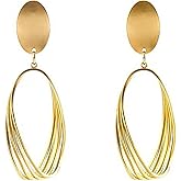 Trendy Gold Statement Dangle Earrings for Women Vintage Hollow Geometry Dangling Earrings Lightweight Drop Earrings Jewelry Accessories