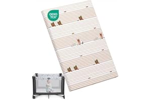 BRITEVO Pack and Play Mattress 38" x 26", Portable Playard Mattress Soft Firm Breathable Comfort Premium Foam Baby Mattresses for Pack N Play Playpen (Attitude Bear)