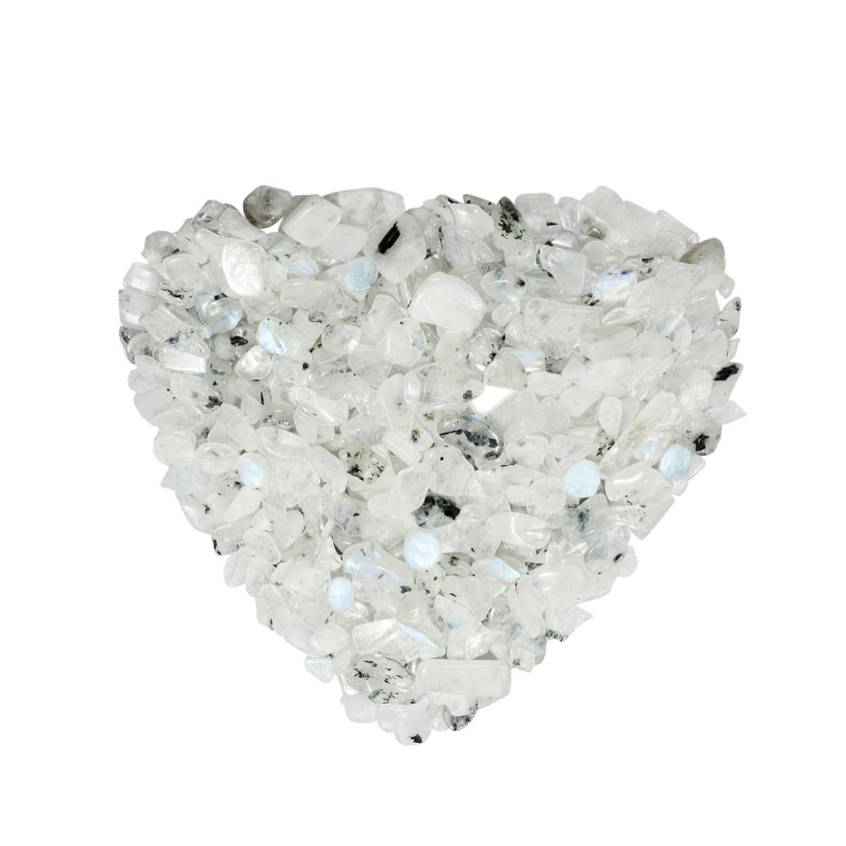 Nupuyai 0.5lb MoonStone Crystal Chip Stones, Irregular Shape Tumbled Crushed Healing Stones Quartz Rocks for Home Decor