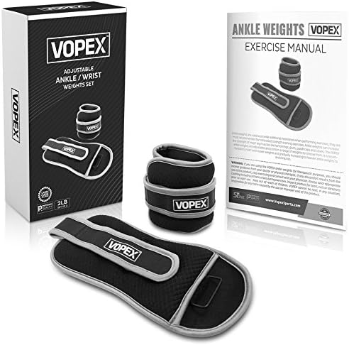 VOPEX Adjustable Ankle/wrist weights set for women, men and kids - Comfortable For fitness athletic exercise, walking, jogging, running, aerobics, gymnastics (2lbs each)