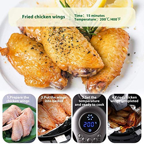 Air Fryer, VICOODA Electric Air Fryer 3.7Qt/3.5L 1400W, LED Display, Hot Air Fryer Oil-less Fryer for Home, Healthy Foods, 8-in-1 Cook Presets, Non Stick Fry Basket, Auto-timer & Temperature Controls