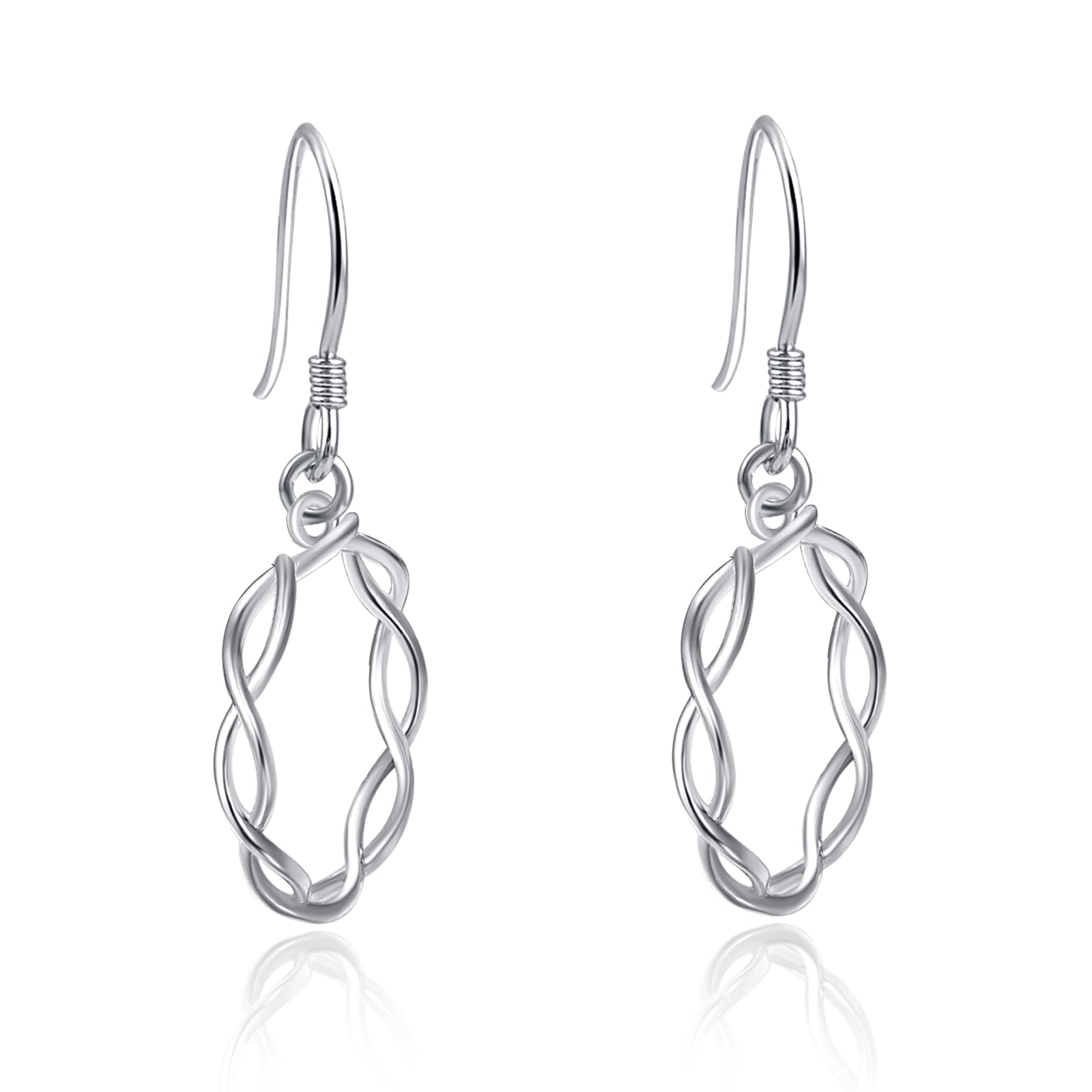 KINGWHYTE Celtic Hoop Earrings for Girls 925 Sterling Silver Infinity Hoop Earrings Small Twist Huggie Earrings Dangle Lightweight Jewellery Gifts for Girls Daughter