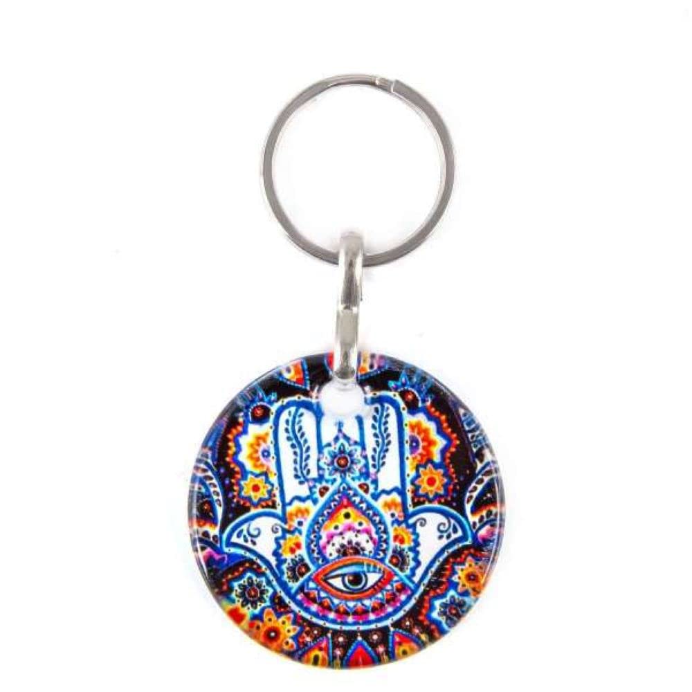 Jeannieparnell 495 - Hamsa Hand, Hand of Fatima & Lucky Evil Eye Keyring Bag Hanger Protection and Good Luck