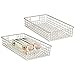 mDesign Wide Metal Wire Food Storage Organizer Basket with Handles - Organization in Kitchen Cabinets, Pantry Shelf, Bathroom, Laundry Room, Closets, Garage, Concerto Collection, 2 Pack, Matte Satin