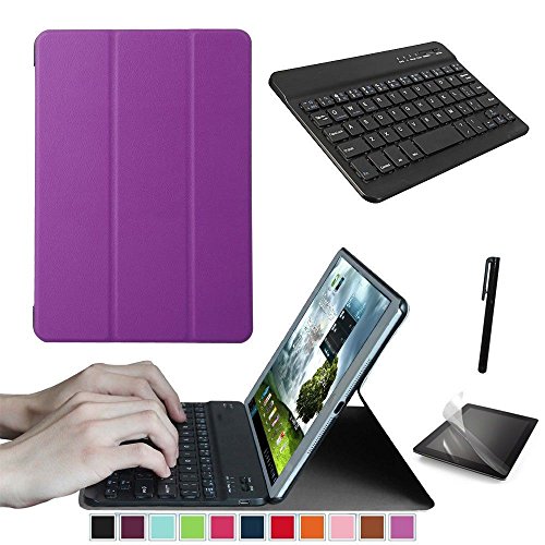 Starter Kit Huawei MediaPad T3 10 9.6'' Tablet Smart Case, Case with Keyboard, Free Screen Protector and Stylus Pen Included, Available, Fast Delivery (Purple)