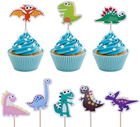 Haley Party Dinosaur Cupcake Toppers Picks T-Rex Dinosaur Party Supplies for Kids Boys Girls Birthday Party Baby Shower Decorations 27 PCS