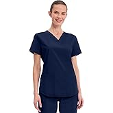 Cherokee Scrubs for Women V-Neck Top, 3 Pockets, Fade Resistant, Soft Stretch Fabric with Shirttail Hem & Side vents - WW665