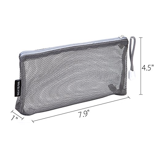 Sea Team 6pcs Multicolored Portable Travel Toiletry Pouch Nylon Mesh Cosmetic Makeup Organizer Bag with Zipper