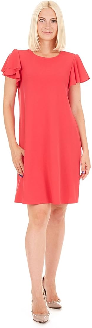 T I A N A B. Women's A-line Dress with Split Short Ruffle Sleeve