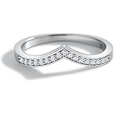 YSDD Genuine Moissanite 925 Sterling Silver V Shaped Women's Stacked Wedding Band Highly Polished Simple Eternity Ring Comfortable Size: 5-10