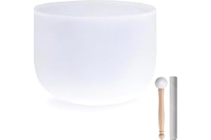 ARCHRUSX 440HZ 8 Inch Frosted Quartz(F) Note Heart Chakra Frosted Quartz Crystal Singing Bowl Dispensing Free Mallet And O-ring for Sound Healing Meditation Experience The Beautiful Sounds of Nature