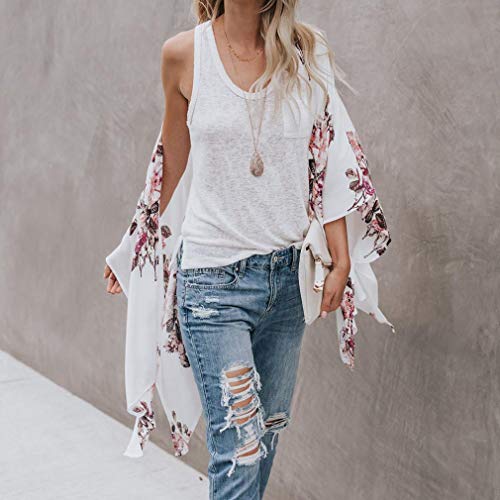 image for GOVOW Chiffon Shawl Print Kimono Cardigan for Womens Top Cover Up Casu