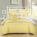 Chic Home Woodford 7 Piece Embroidered Comforter Set, Queen, Yellow