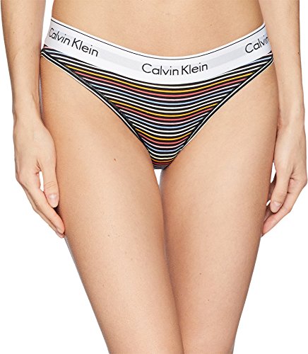 Calvin Klein Underwear Women's Prism Stripe Bikini Panties, Prism Stripe Print/Black, Medium