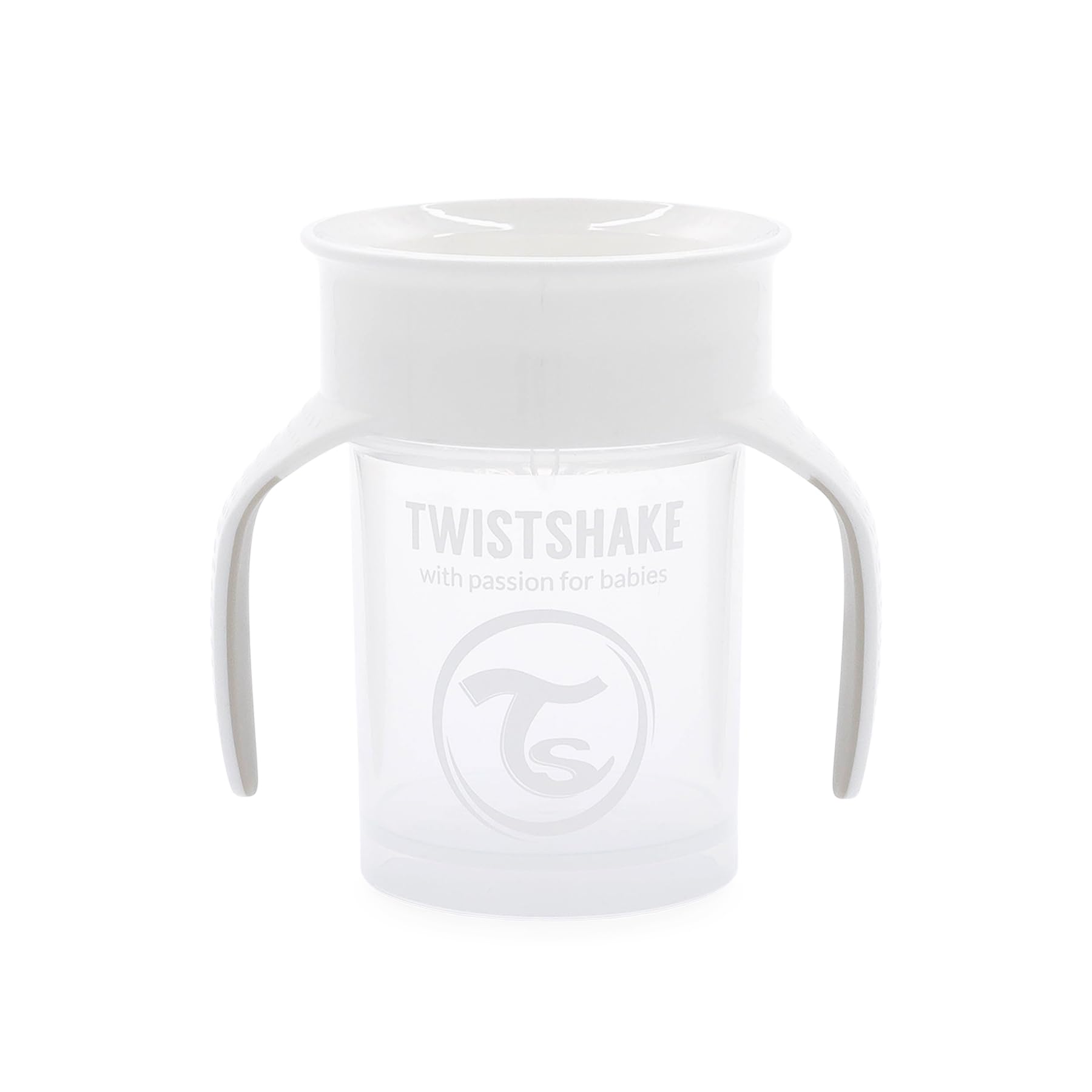 Twistshake 360 Cup | Baby Sippy Cup with 360° Drinking Rim - 230ml | Children's Learning Cup with Handles | Non-Spill | BPA-Free | Training Cups for Kids | 6+ Months | White
