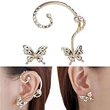 Creazy Women's New Fashion Crystal Beauty Women Butterfly Cuff Ear Clip