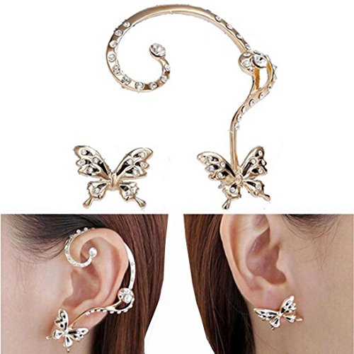 Creazy Women's New Fashion Crystal Beauty Women Butterfly Cuff Ear Clip