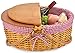 Wicker Picnic Baskets with Double Folding Handles | Little Red Riding Hood Basket for Kids | Hard Wood Top | Hand Woven Wicker Great for Easter Basket | Storage of Plastic Easter Eggs Gingham Basket