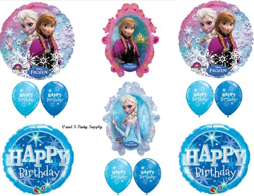 Disney Frozen XLarge Mylar Balloons Olaf Anna Elsa with 12 Ct of Each Color Latex Balloons 14 piece Decoratin
