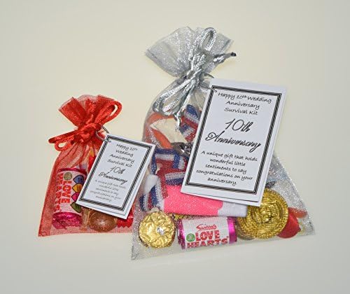 Happy 10th Wedding Anniversary Survival Kit (Tin Unusual keepsake Present Gift) (Original 20 Items Survival Kit (Personalised))