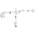 VIVO Triple Monitor Adjustable Desk Mount, Articulating Tri Stand, Holds 3 Screens up to 24 inches, White, STAND-V003YW