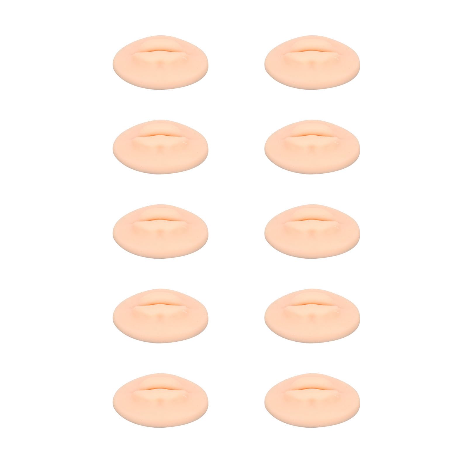 Fake Lips, 10PCS Silicone Soft Flexible 3D Open Mouth Easy to Apply Colour Tattoo Practice Lips Highly Reproducible Portable Silicone Lips Model for Makeup Tattoo Practice (Light Skin Colour)