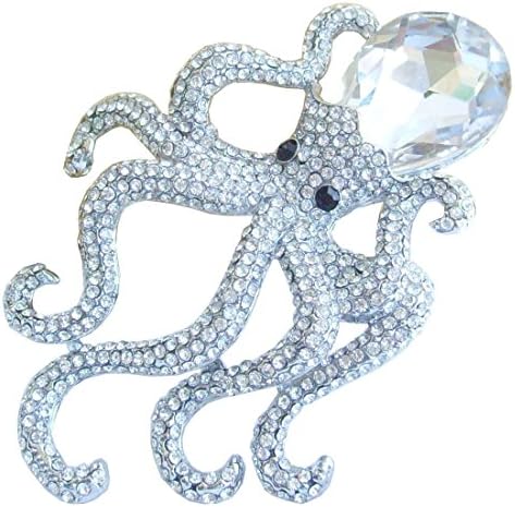 Animal Brooch-Sindary JewelrySindary Unique 3.15" Austrian Crystal Octopus Brooch Pin Pendant BZ5097