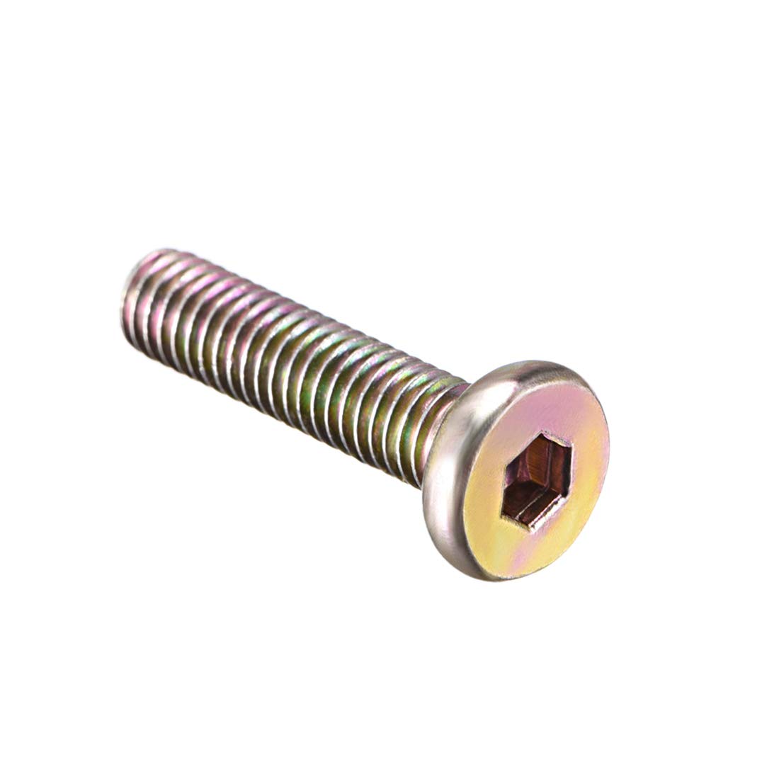 sourcing map M6x25mm Furniture Bolt Hex Socket Drive Round Head Screw Zinc Plated 30pcs โ image 1