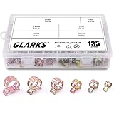 Glarks 135Pcs Spring Band Type Clips Air Hose Tube Water Pipe Fuel Pipe Silicone Vacuum Hose Clamp Fasteners Assortment Kit (7mm 10mm 11mm 14mm 16mm 17mm)