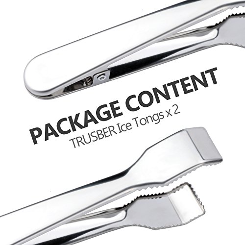 image for TRUSBER 2 Packs Ice Tongs for Ice Bucket, Stainless Steel Food Serving