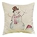Gotd Light Color Christmas Decorations Snowman Decor Throw Pillow Case Sofa Waist Throw Cushion Cover Home Decor Square 45cm x 45cm 18inch x 18inch (F)