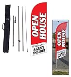 Red Open House Sign for Real Estate Feather Banner Flag Kit w/Ground Stake & Travel Bag | Open House Signs for Agents by Feather Flag Nation