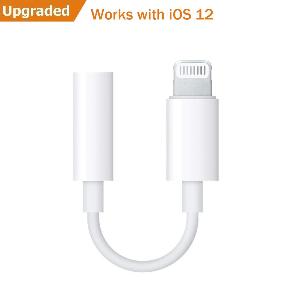 Headphone Adapter for iPhone Xs/XS Max/XR/X 10 iPhone 8/8 Plus, Lightning to 3.5mm Female Audio Earphone Connector Headphones Splitter for iPhone 7/7 Plus Compatible for iOS 12 (White)