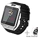 Dz09 Bluetooth Smart Watch All in one, Unlocked Watch Cell Phone, Bluetooth watch for Iphone and Android phones Samsuny Galaxy Note ,TCL, ZTE ,Sony, LG.for Mens and Women (Silver-Black)