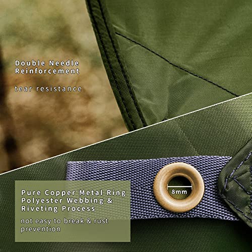 Unigear Hexagon Camping Tarp Waterproof Hammock Rain Fly 12x10-15x14FT | Lightweight compact tent tarp for backpacking, hiking, travel and hammock camping; versatile outdoor rain shelter