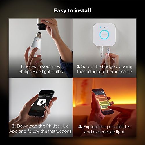 Philips Hue White Ambiance Smart Light Bulb Starter Kit 4 A19