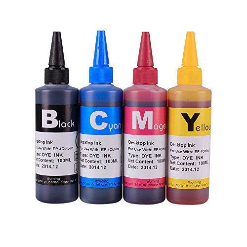 JetSir Four Colors Dye Ink CISS Ink Refill Ink for EPSON Refillable Ink Cartridges T200 T252 etc 100ml