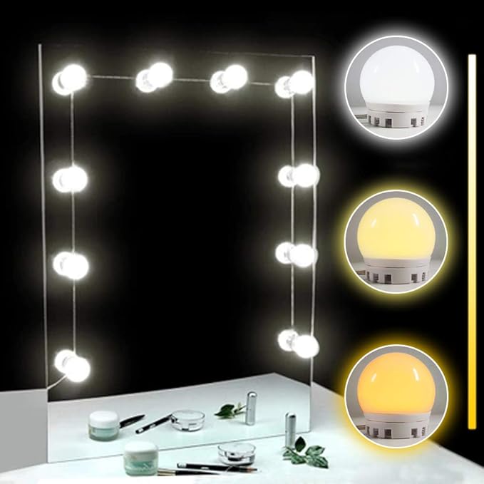 TOMNEW luces para espejo, Kit de 10 bombillas de intensidad regulable