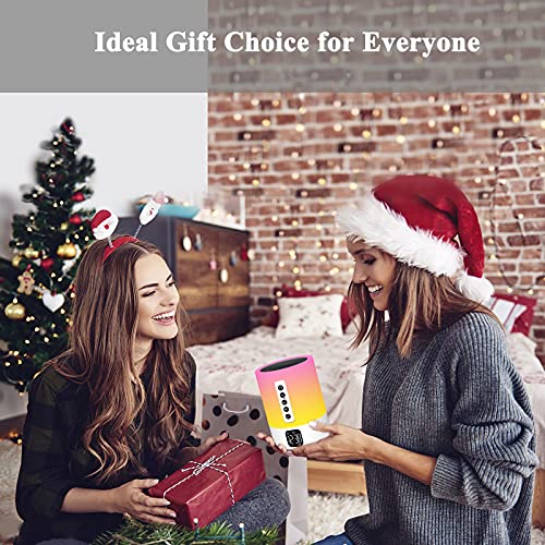 Night Light Bluetooth Speaker, White Noise Machine, Touch Bedside Lamp with Alarm Clock for Kids, Multi-Color Bedroom Table Lamp Xmas gifts for her Gifts for Teenage Girls Boys Teens Women Boyfriend