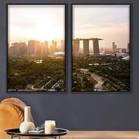 2 Piece Framed Canvas Wall Art Beautiful Sunset Canvas Prints Home Artwork Decoration for Living Room,Bedroom - 16