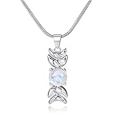 ixluck Moon Natural Cut Moonstone Necklace for Women, Crescent Moon Pendant Spiritual Jewelry Gifts