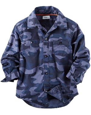 Boy's Blue Camo Button Front Shirt (12 Months)