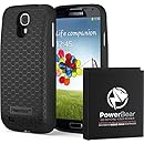 PowerBear Samsung Galaxy S4 Extended Battery [6000mAh] &amp; Back Cover &amp; Protective Case (Up to 2.3X Extra Battery Power) - Black [24 Month Warranty &amp; Screen Protector Included]
