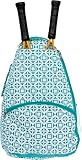 LISH Deuce Tennis Racket Backpack - Women's Geometric Square Printed Tennis Racquet Holder Bag