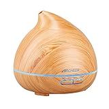 Aromatherapy Diffuser, ARCHEER Ultra Quiet Ultrasonic Cool Mist Humidifier 300ml Essential Oil Diffuser Wood Grain Auto Shut-off Air Aroma Diffuser 7 Color Night Light for Bedroom, Office