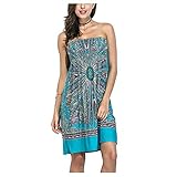 M.Brock Womens Strapless Baroque Floral Sundress Bohemian Vintage Tube Dress Boho Sexy Summer Beachwear A-green2 2XL