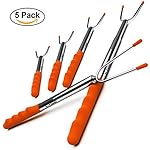 mKitchen World Premium Marshmallow Roasting Sticks-Set of 5-Safe for Kids Extra Long 45'' Telescoping Extendable Hot Dog Smores Forks - Fire Pit, Camping, Campfire, Bonfire & Outdoor Cookware Kit