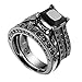 WensLTD 2-in-1 Womens Vintage White Diamond Silver Engagement Wedding Band Ring Set