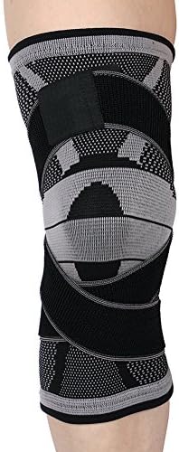 HEHEINC Fitness Knee Brace Compression Knee Support Sleeve with Adjustable Strap for Sports, Joint Pain Relief, Arthritis and Injury Recovery (Gray)